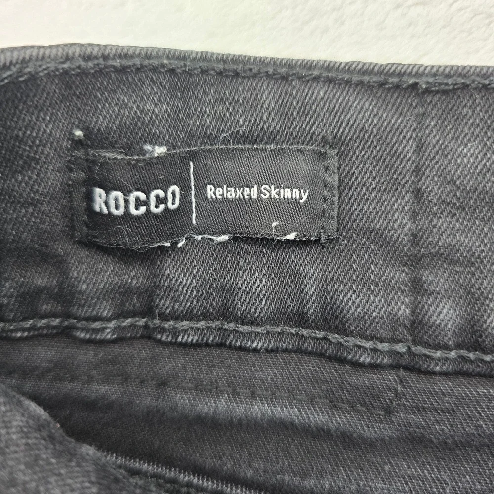 True Religion Rocco Mens 38 Relaxed Skinny Jeans Black Faded Flap Pocket AE141